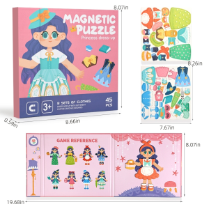 NIKO Magnetic Puzzle Book for Kids 45PCS 8 Character Face Changing Dress Up Matching Educational Learning Toy Ages 3+