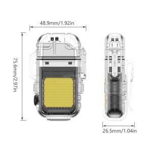 Electric Torch Transparent Waterproof USB Rechargeable Plasma Dual ARC Windproof Lighter Portable Electric Lighter for Smoking Windproof Lighter Rechargeable Waterproof Double Arc Lighter Rechargeable Electric Torch Lighter Light Flashlight Transparent