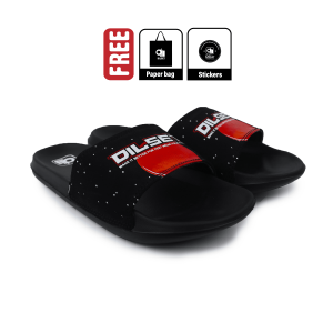 Dilset - Space Black Red | Sandal Slop | Sandal Slide | Sandal Slide Pria | Sandal Murah | Sandal Original