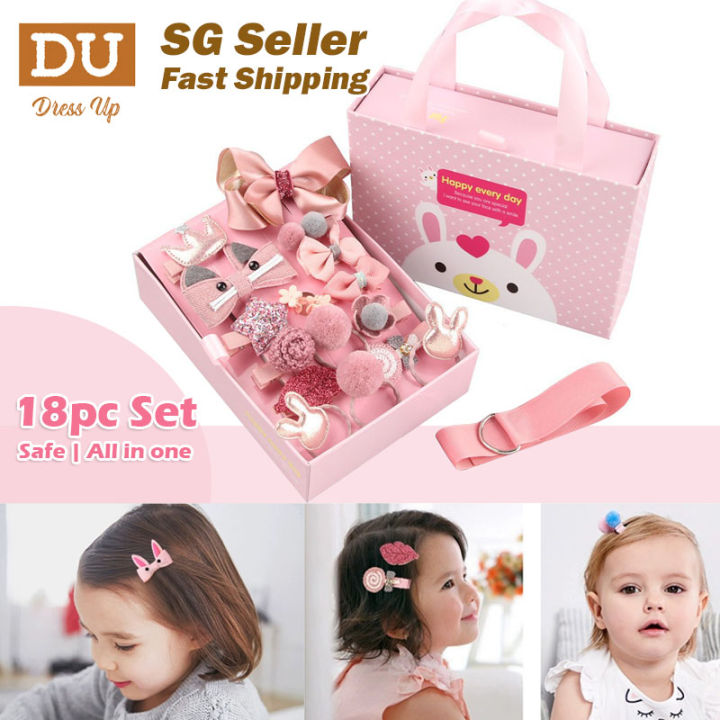 SG Perfect for 0 3Y Baby 18pcs set Baby Hair Clips Ties for Kids Toddlers Cute Hairpins Set for Baby Girls Newborn Gift Dress Up Lazada Singapore