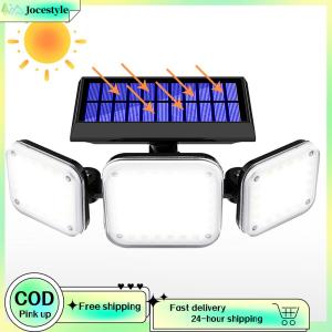 [Jocestyle Outdoor Mall] 112 LED Motion Sensor Outdoor Lights IP65 Waterproof 3 Heads Flood Light with 3 Modes 300LM for Yard Street Stadium House