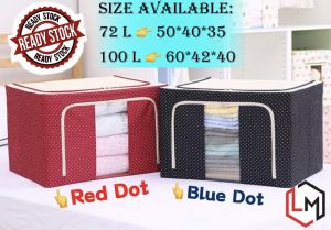 【Ready Stock】72L/100L Extra Large Oxford Foldable Storage Box with Steel Frame