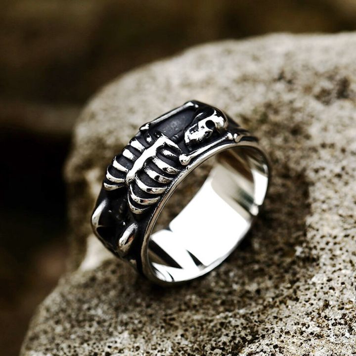 Stainless Steel Silver Skull Ring Mens 316L Stainless Steel Skull