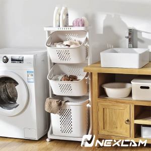 2/3 Tier Bathroom Laundry Baskets Organizer