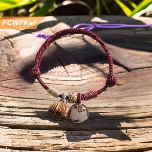 【PCWFKef】 Cổ Điển Bồ Đề Gỗ Hoa Sen Quyến Rũ Dệt Bện Vòng Đeo Tay Cho Phụ Nữ Người Đàn Ông Làm Bằng Tay Dây Xích Vòng Đeo