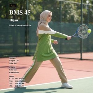 BELIEVE BMS 45 - Setelan Kaos Olahraga Wanita Muslimah Oneset Sport - Senam Jogging Yoga Tenis Padel Kekinian