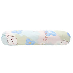 1pc Washed Cotton Bolster Case 20x100cm Long Side Pillowcase Floral Bolster Cover