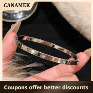 【 CANAMEK 】 Light Luxury High-End Micro-Inlaid Full Diamond Bracelet Female Fashion Simple Titanium Steel Non-Fade Bracelet All-Match