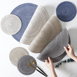 Round Placemats Table Mat Heat-Resistant Washable Ramie Placemat Anti-Slip Cup Coasters For Dining hand Placemat Valentines Day Table Decor