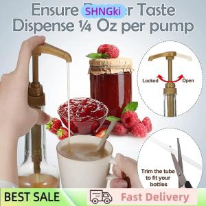SHNGki 750ml Transparent Coffee Syrup Bee Drip Storage Dispenser Pump Bottle Squeeze Milk Bottle Honey Jar Container