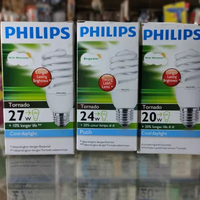Lampu Spiral Tornado Philips 20 watt 24 watt 27 watt harga 1 pcs