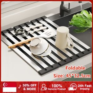 304 Stainless Steel kitchen sink drainer Foldable Kitchen Sink Drainer Basket Kitchen Organizing