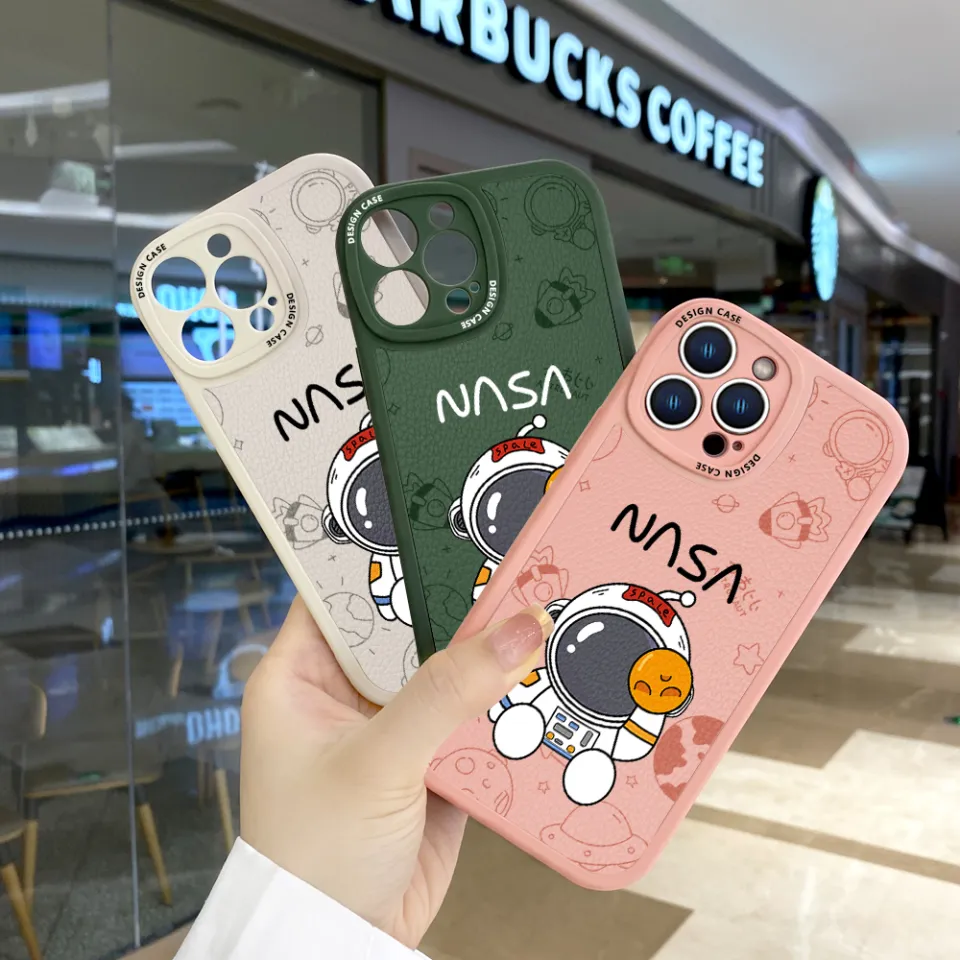Hontinga Casing Case For iPhone 11 Pro Max 12 Mini 12 Pro Max 16 Pro Max  Plus 5G Case Cute NASA leather Soft Silicone Phone Case Full Cover Camera 