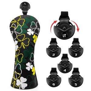 Golf Club Headcovers Lucky Clover White Premium Leather Head Covers Set Golf Club Headcovers for Driver Fairway