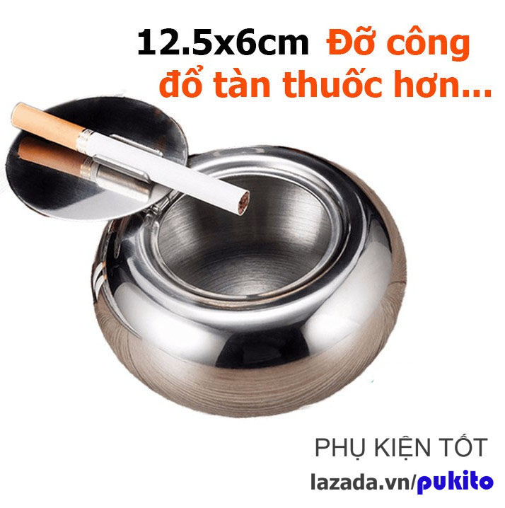Đồ Gạt Tàn Thuốc Lá Inox Có Nắp Đậy 2 Size Lớn Nhỏ ( Bằng Kim Loại Kín ...