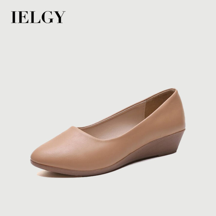 IELGY women's wedge heel slip-on Korean style height increasing work shoes