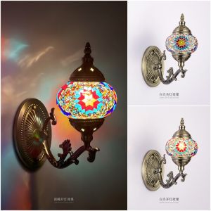 [Local Seller!]Turkish Moroccan Wall Lamp Mosaic Stained Glass Mood Light Bedside/Home Bohemian Decoration free LED BulbFast shipping