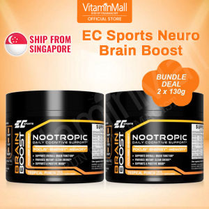 TWIN PACK - EC Sports Brain Boost - 130g - Improve Memory Increase Focus Nootropics Brain Supplement Support Cognitive Function