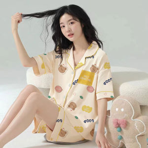 chiikawa Womens Pajamas Summer Cotton Short Sleeve Cartoon Cute Usagi Gigi Xiaoba Set Loungewear