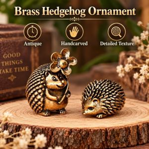HULEQQI Được chạm khắc thủ công. Đồ trang trí hình nhím bằng đồng. Kết cấu chi tiết Mini Tượng nhím bằng đồng Đồ trang trí hình thú nhỏ Cổ điển Đồ trang trí hình thú cưng uống trà Đồ trang trí để bàn
