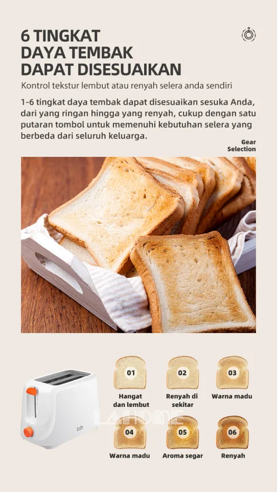 LAHOME 2-Slice Pemanggang Panggangan Roti Bread Bagel Toaster