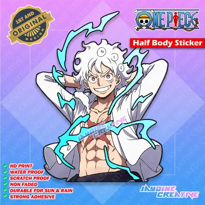 One Piece One Piece Luffy Gear 5 Half Body Peeker Indoor Outdoor Vinyl Sticker Waterproof & Non-Faded