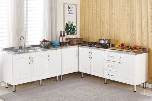 Stainless Steel Kitchen Cabinet Set Economical Cabinet Sink And Gas Stove Hole For Kitchen Restaurant (21-28 Days Delivery)