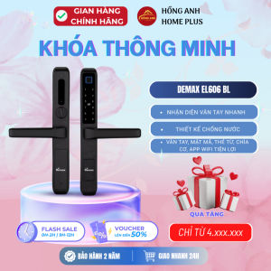 Khóa cửa nhôm vân tay Demax EL606 BL chống nước tuyệt đối mở vân tay mật mã app wifi hiện đại