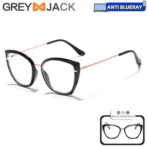 Grey Jack Kacamata Antiradiasi Blueray Tr+Metal Cat Eye Wanita Bisa Minus Antiradiasi Blueray Photocromic Bluecromic NLFA 605