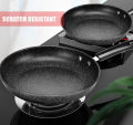 22.5cm 24cm 26Ccm 28cm Non-Stick Frying Pan Black Durable Scratch Resistant Superior Heat Induction Oil Free Cooking. 