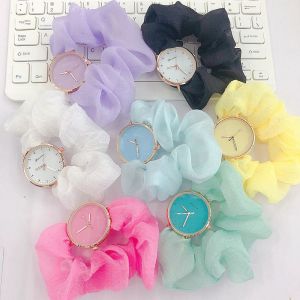 Japanese and Korean Summer Super Fairy Seersucker Color Ribbon Watch Female Macaron Color Gorgeous Girl Watch Students Watch