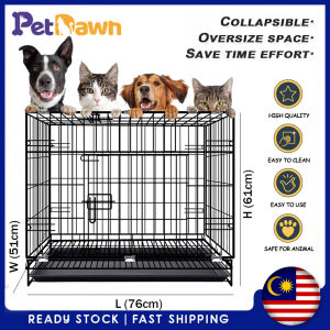 Large Size Pet dog Cage Foldable Collapsible Cat Cage With Poop Tray Anti-bite Heavy Duty