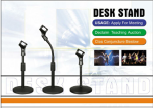 Desktop Microphone Stand Conference Speech with Wireless Microphone Stand Disc Base Telescopic Rod WD201
