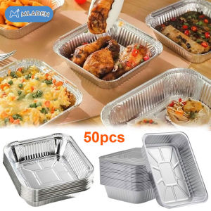MLADEN Thickened Square Disposable Aluminum Foil Tray for Air Fryer Oven Grill空气炸锅锡纸碗