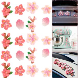 24PCS DIY Pink Peach Blossom Sticker Resin Car 3D Stereoscopic Flower Petal Decals Auto Motorcycle Body Styling Accessories