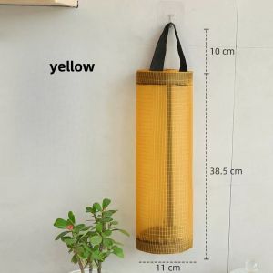 Wall Mounted Kitchen Plastic Grocery Bag Garbage Net Holder Dispenser Hanging Mesh Storage Organizer 收纳挂袋