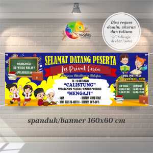 Cetak Spanduk Banner Bimbel Biru Kuning