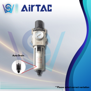 AIRTAC Air Regulator Pressure Control 1/4” (GAFR20008S) 1/2” (GAFR40015AS) Auto Drain Pneumatic Filter Preparation Unit
