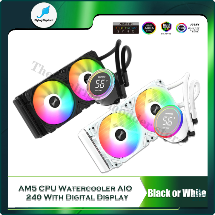 [op037] CPU Watercooled AIO Cooling Radiator 240 RGB+ Temp. Monitor ...