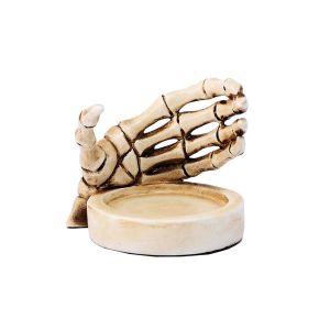 PIKASHOPWEN Resin Art Skeleton Hand Candlestick Handmade Exquisite Halloween Skeleton Statue Funny Unique Gothic Candle Holder Halloween