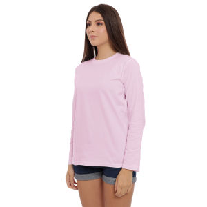Kaos Polos Wanita Oneck Lengan Panjang Bahan Katun Combed 30s Warna Pink Baby