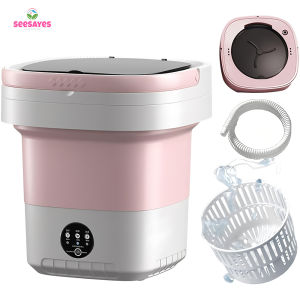 Portable Washing Machine 12L Foldable w/ Spin Dry Basket Mini Washer for Underwear Baby Clothes Garments Socks & Bra