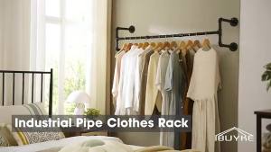 【24h Ship】Black Clothes Rack On The Shelf Wall Clothing Store Display Rack Sampayan Drying Racks