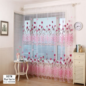 【100×200cm】Lace Curtain Solid Color Green Flower Butterfly Sheer Curtain for Living Room Bedroom Kitchen Door Window