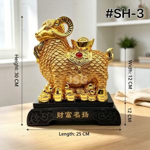 Wealth Attracting Golden Sheep Feng Shui Ornament Lucky Fortune Statue for Home Office Decor Gift