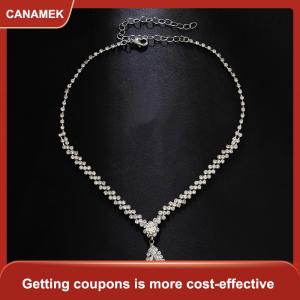 【CANAMEK 】 Fashion Simple Water Drop Crystal Rhinestone Necklace Earrings For Women Wedding Bride Light Luxury Jewelry Sets Accessories
