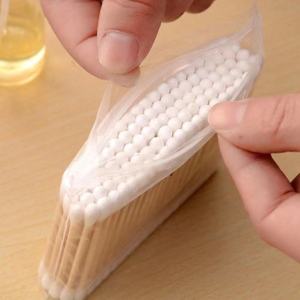 100Pcs/Pack Cotton Swabs Bamboo Stick White with Plastic Wrapper Eco Friendly