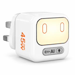 Wekey AI Smart Voice Controlled Night Light with PD 45W Fast Charging Compact GaN Charger Compatible with Smartphones Tablets and Laptops