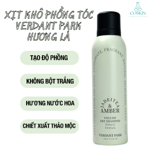 Xịt khô phồng tóc VERDANT PARK dầu gội khô kiềm dầu lâu bết mùi hương lá trà Jadeitea & Amber | COSKIN