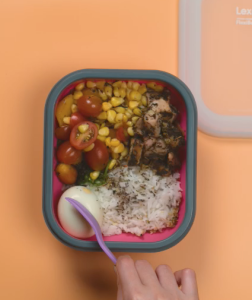 Lexngo Silicone Foldable Lunch Box 850ml with Spork - Collapsible Food Storage Container with Lid